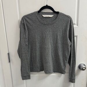 Mother Long Sleeve Slouchy Cut Off Size Small Heather Gray